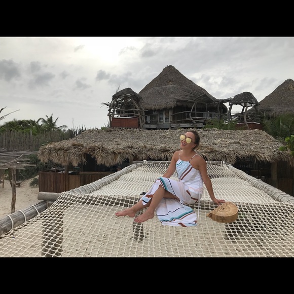 White long dress w/ Stripes PETITE - Picture 5 of 8